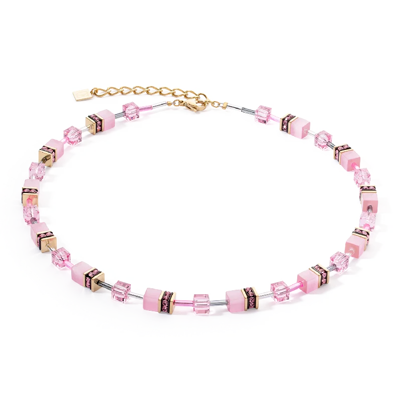 Fine Diamond Necklace-GeoCUBE® Iconic Mono Gold necklace pink