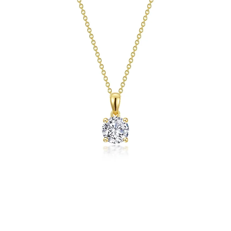 Silver Necklace with Pearls-Lafonn Simulated Diamond 0.65ct 4 Prong Solitaire Necklace N0303CLG