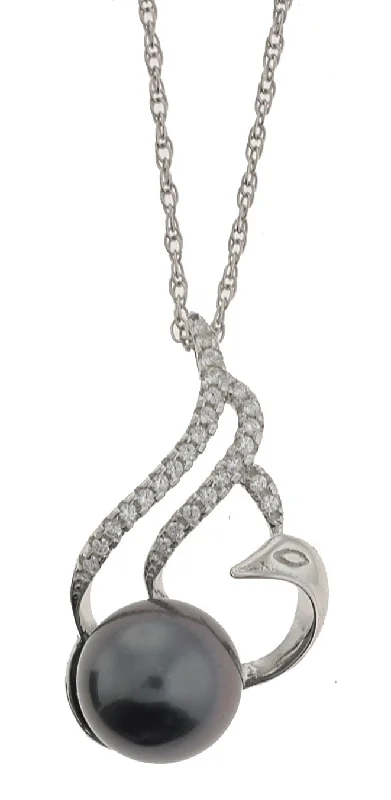 Beautiful Diamond Necklace-Swan Tahitian Pearl Necklace (SKU: 192639)