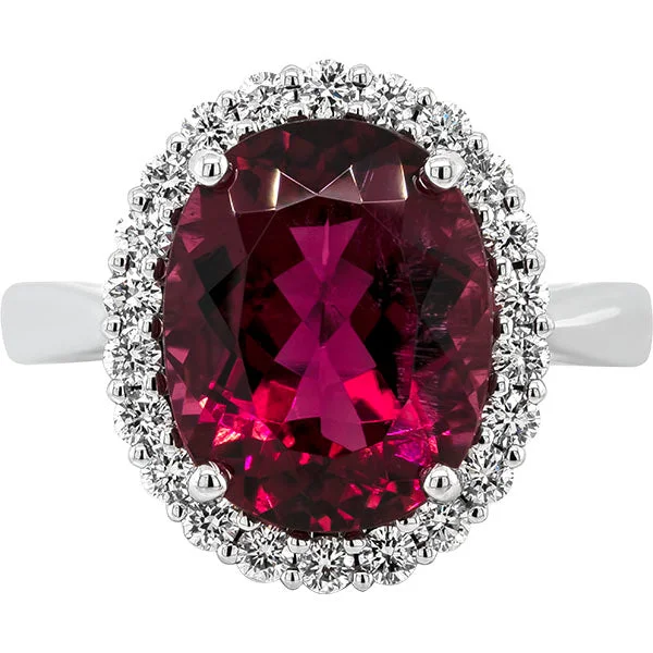 Gold Ring with Garnet-Gems of Distinction Collection's 14k White Gold 5.70ct Rubellite & .44ctw Diamond Ring