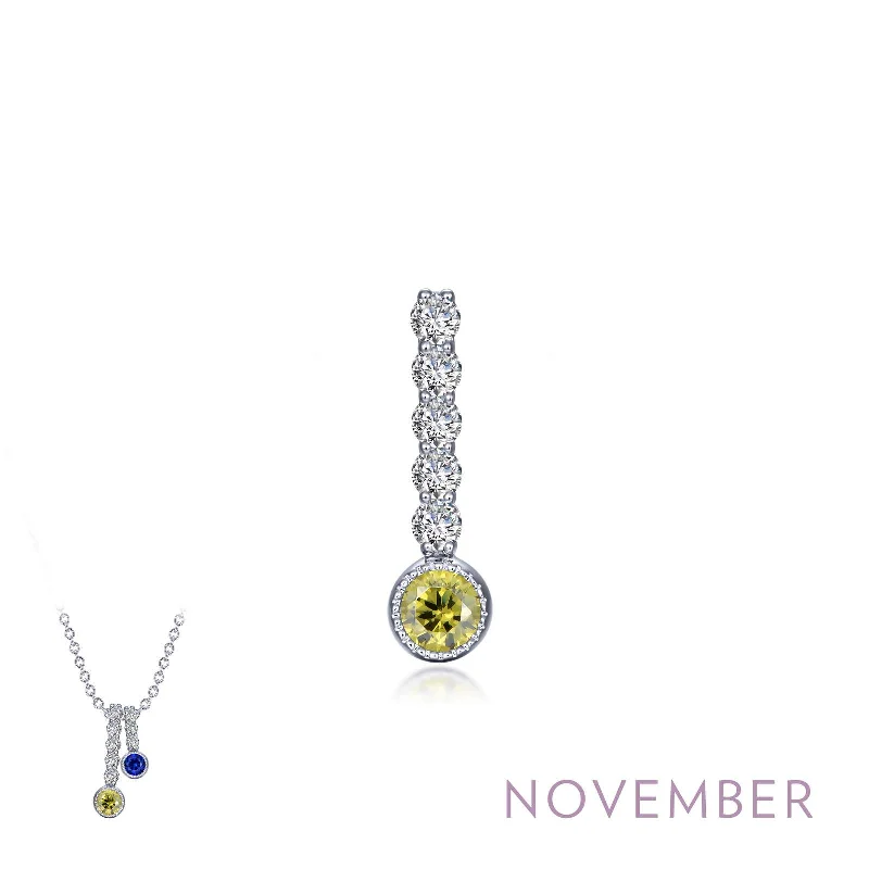 Silver Necklace with Birthstone-Lafonn November Birthstone Simulated Diamond & Yellow Topaz Large Love Pendant BP003YTP