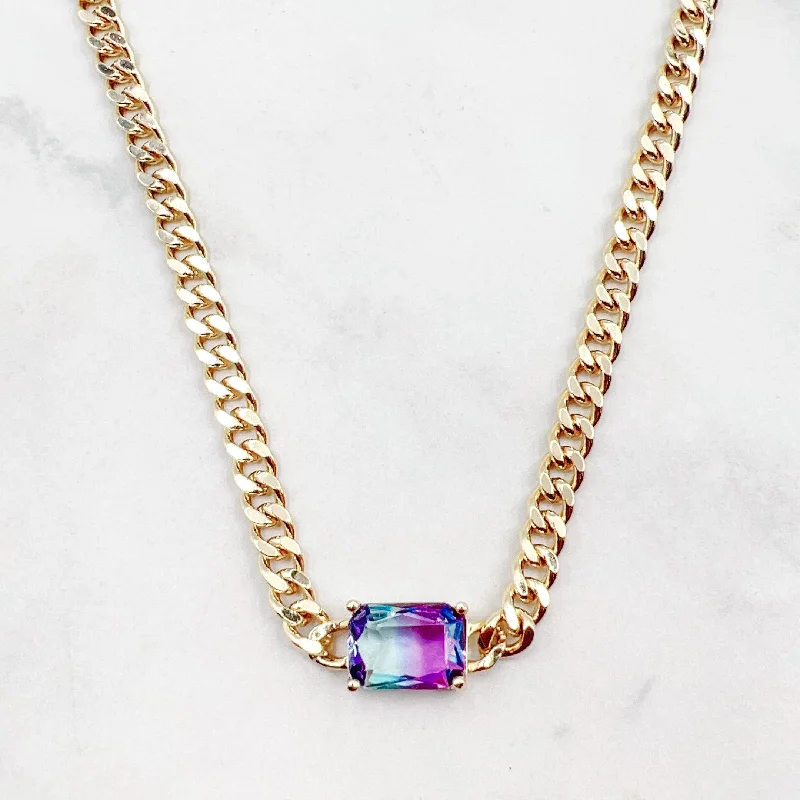 Wedding Necklace with Crystals-Royal Gem Purple/Blue Necklace M17