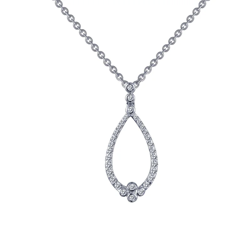 Modern Diamond Necklace-Lafonn Simulated Diamond Open Teardrop Necklace N0037CLP