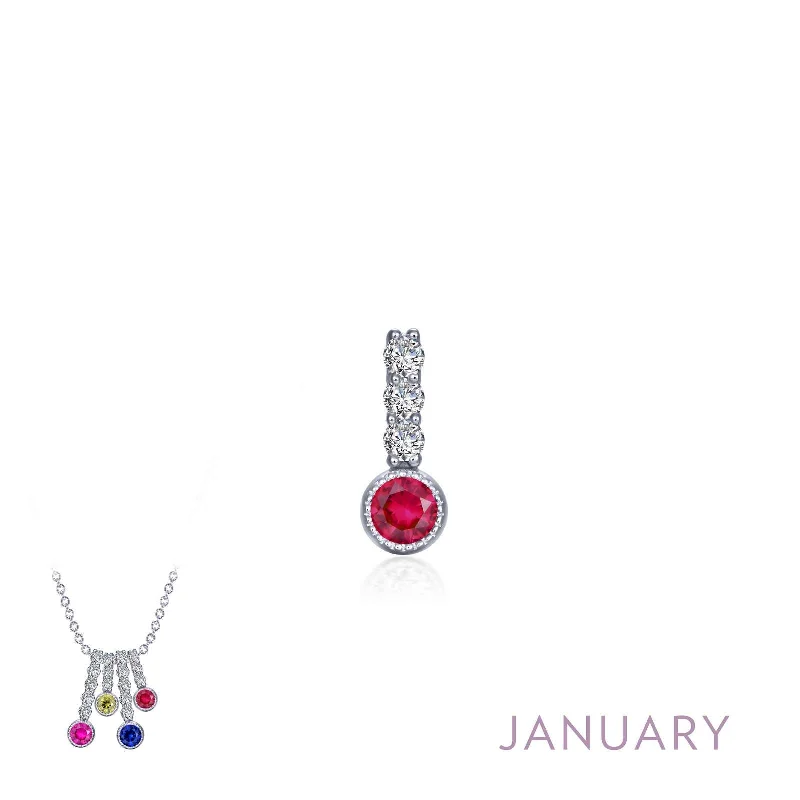 Sparkling Sapphire Necklace-Lafonn January Birthstone Simulated Diamond & Garnet Small Love Pendant BP002GNP