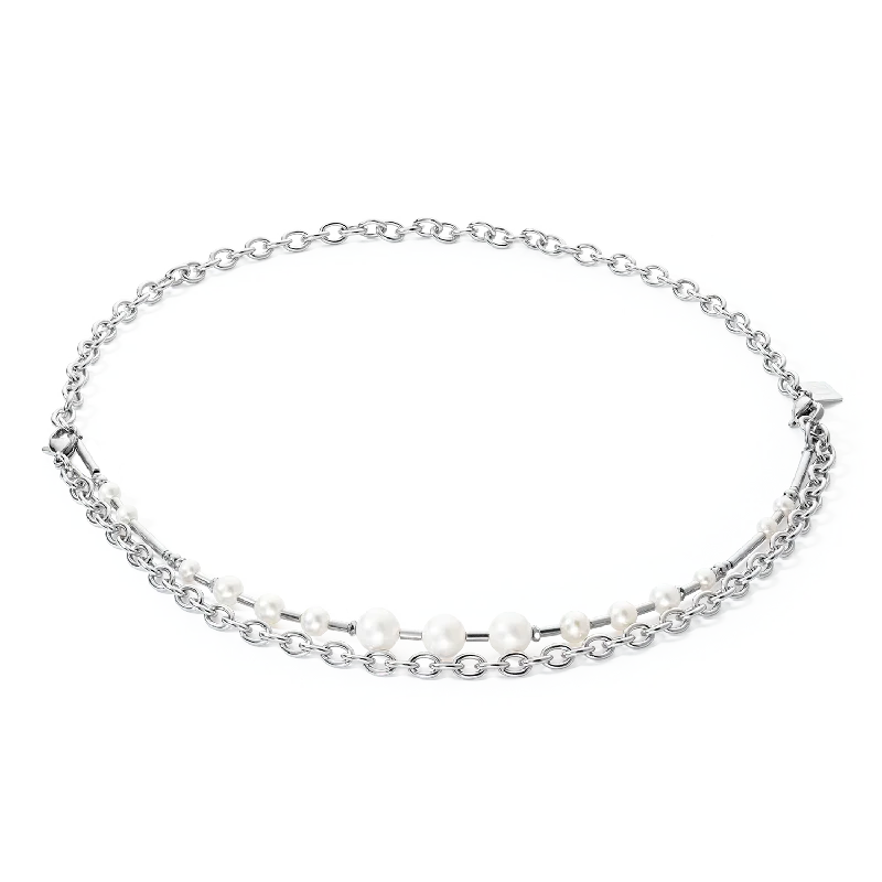 Classic Layered Necklace-Necklace Freshwater Pearls & chain Multiwear silver