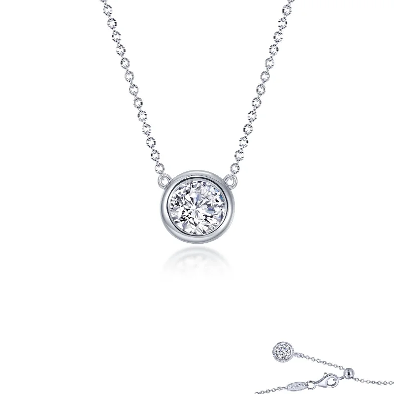 Gorgeous Pearl Necklace-Lafonn Simulated Diamond 1.10ct Bezel Set Solitaire Necklace N0294CLP