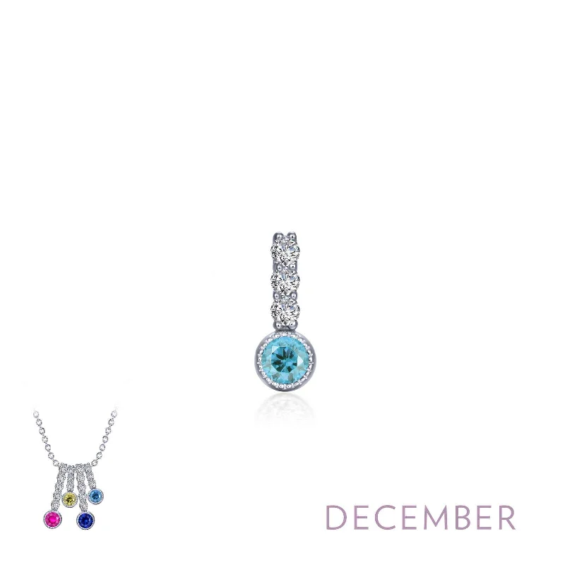 Personalized Necklace for Bride-Lafonn December Birthstone Simulated Diamond & Blue Topaz Small Love Pendant BP002BTP