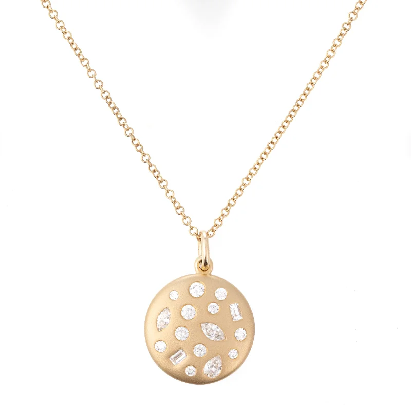 Gold Necklace with Diamonds-Philos Disc Necklace