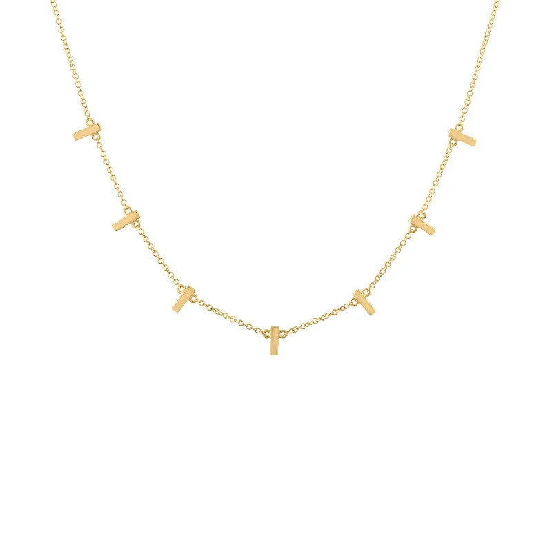 Custom Bridal Necklace-14KT GOLD 7 MINI BAR NECKLACE