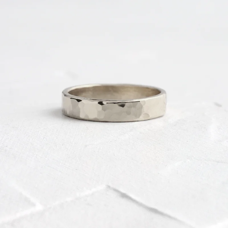 Vintage Wedding Band-Hammered Band, 4mm, Size 3.5 - In Stock