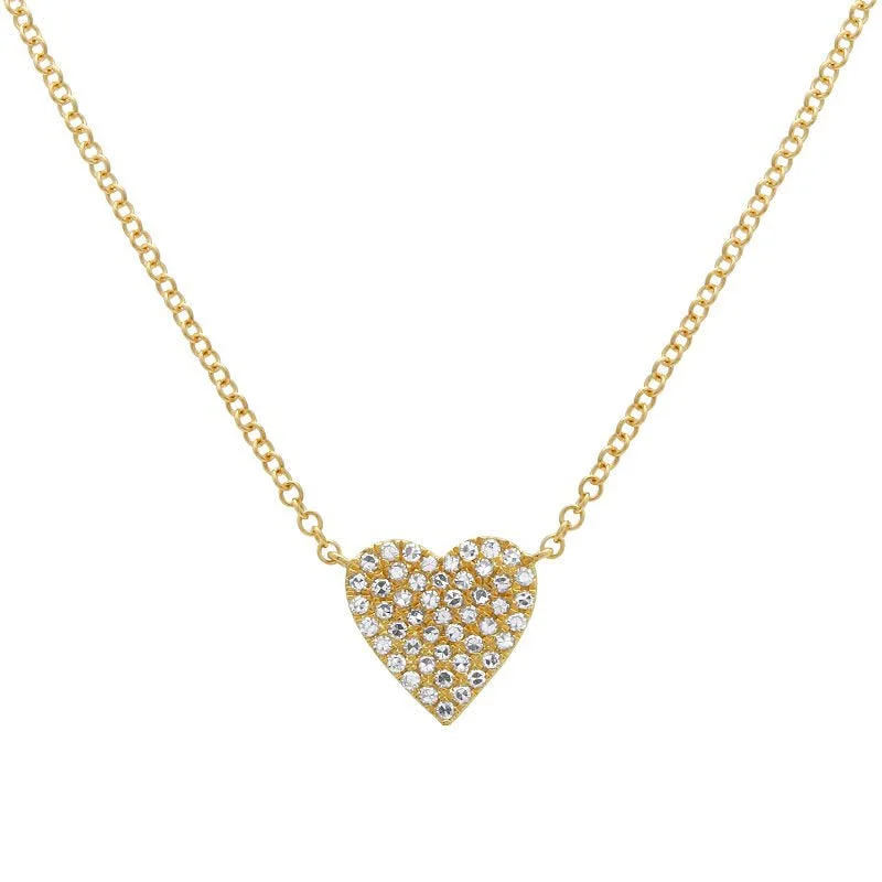 Women’s Layered Necklace-Single Pave Heart Necklace