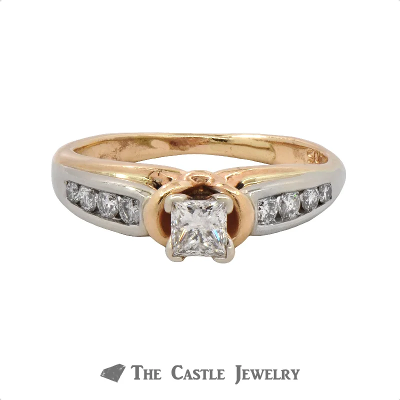 Classic Engagement Ring for Women-Unique Princess Cut Diamond Engagement Ring with European Shank