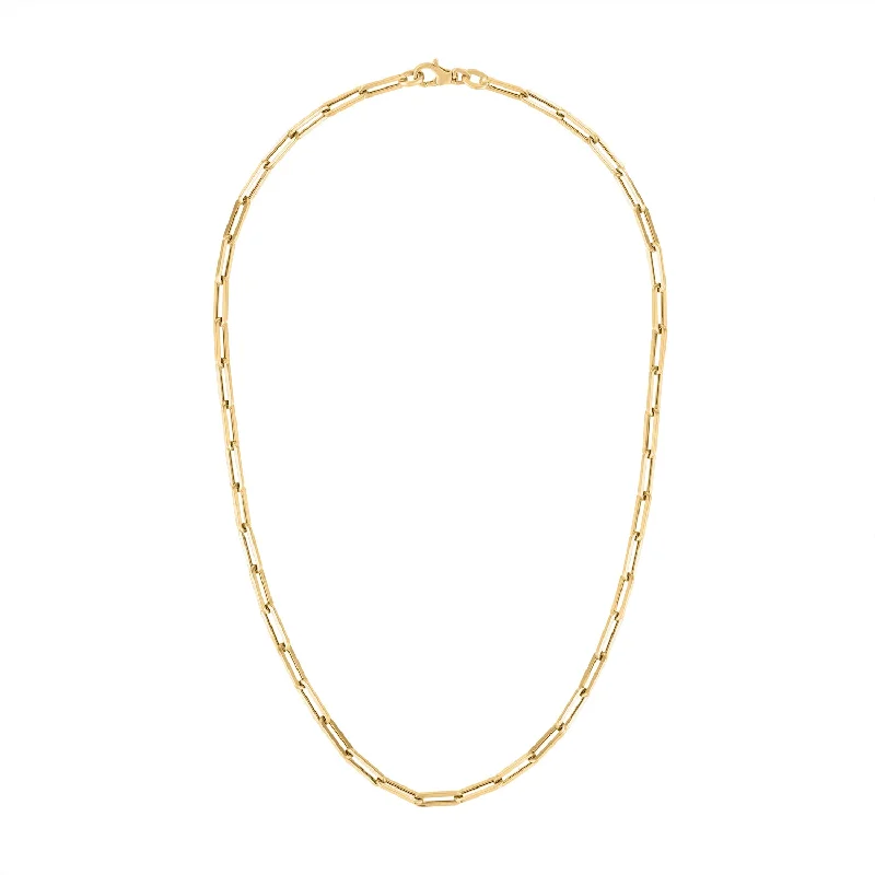 Gold Necklace with Sapphires-14KT GOLD SMALL RECTANGLE LINK NECKLACE