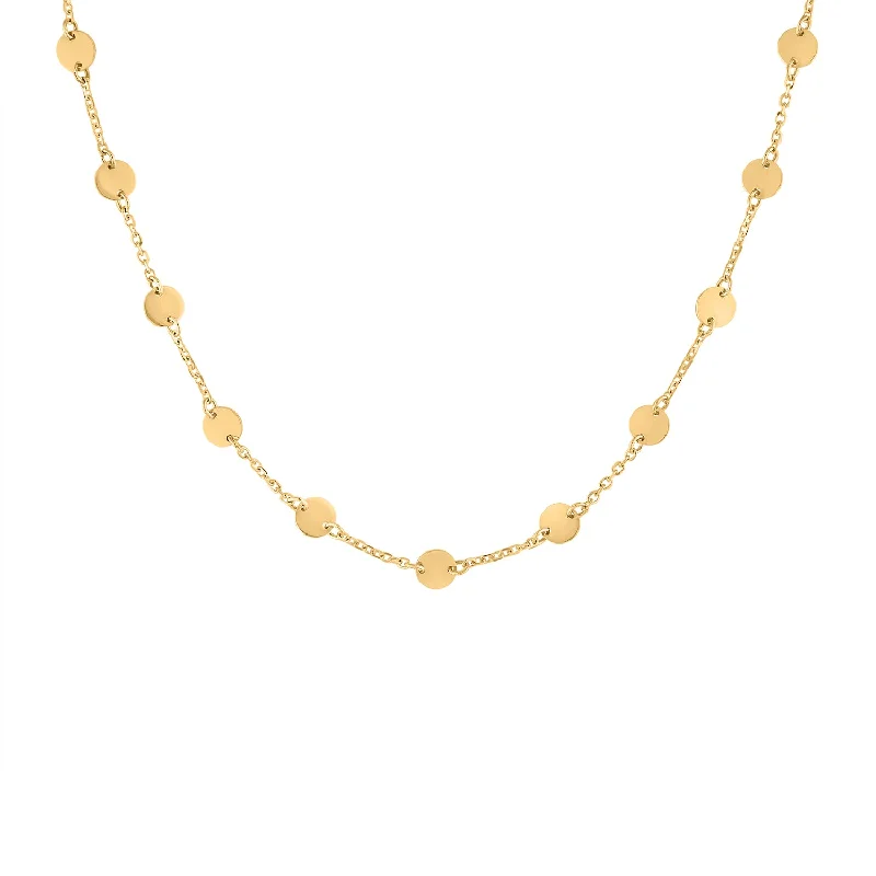 Elegant Necklace for Evening-14KT GOLD MINI DISK CHAIN NECKLACE