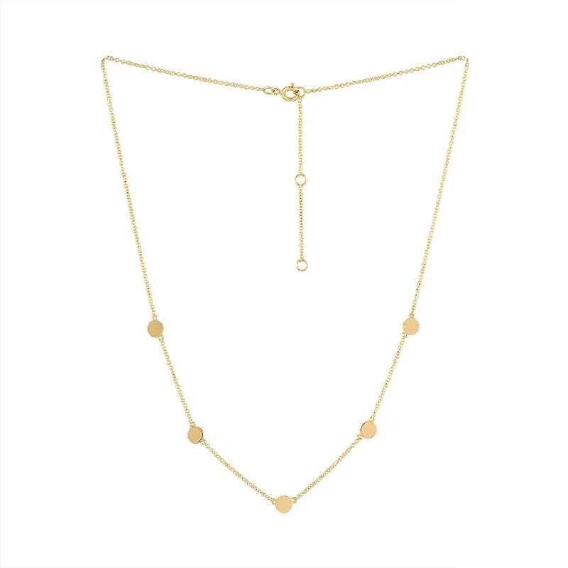 Trendy Layered Necklace for Teens-14KT GOLD PLAIN FIVE CIRCLE NECKLACE