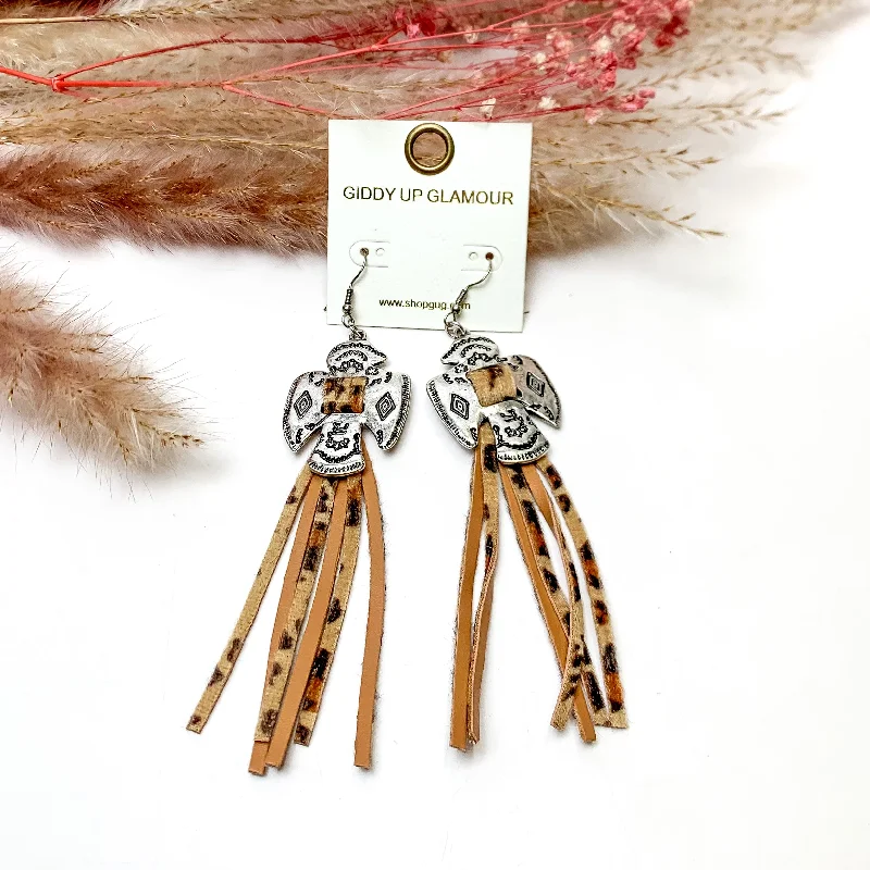 Classic Diamond Earrings-Thunderbird Tassel Earrings in Leopard