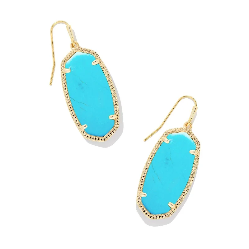 Beaded Dangle Earrings-Kendra Scott | Elle Gold Drop Earrings in Variegated Turquoise Magnesite