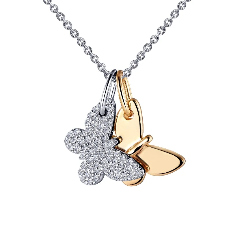 Wedding Necklace for Bride-Lafonn Simulated Diamond Butterfly Shadow Pendant Necklace P0238CLT20