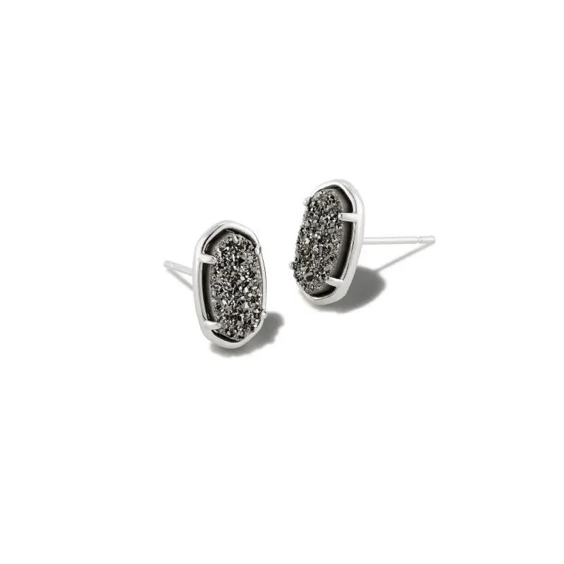 Trendy Silver Earrings-Kendra Scott | Grayson Silver Stud Earrings in Platinum Drusy