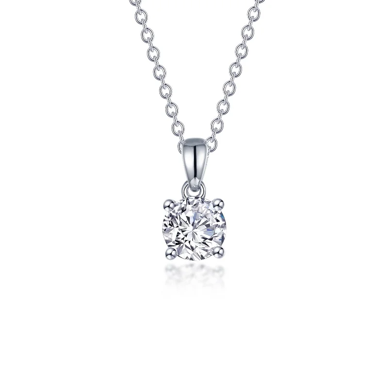 Silver Necklace for Special Occasions-Lafonn Simulated Diamond 1.50ct 4 Prong Solitaire Necklace N0307CLP