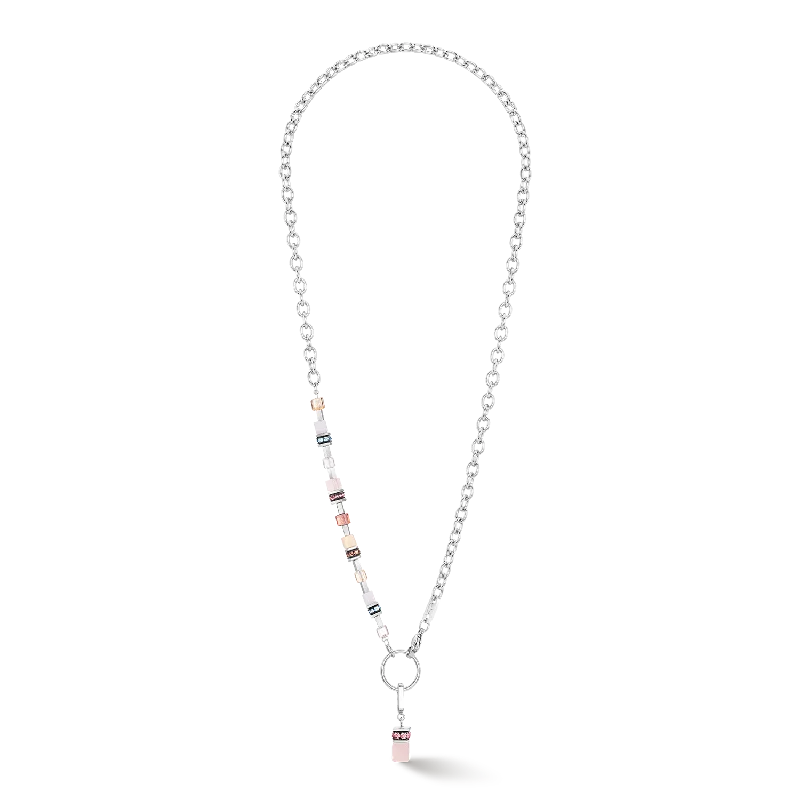 Trendy Gold Chain Necklace-GeoCUBE® Fusion Charm necklace silver-pastel