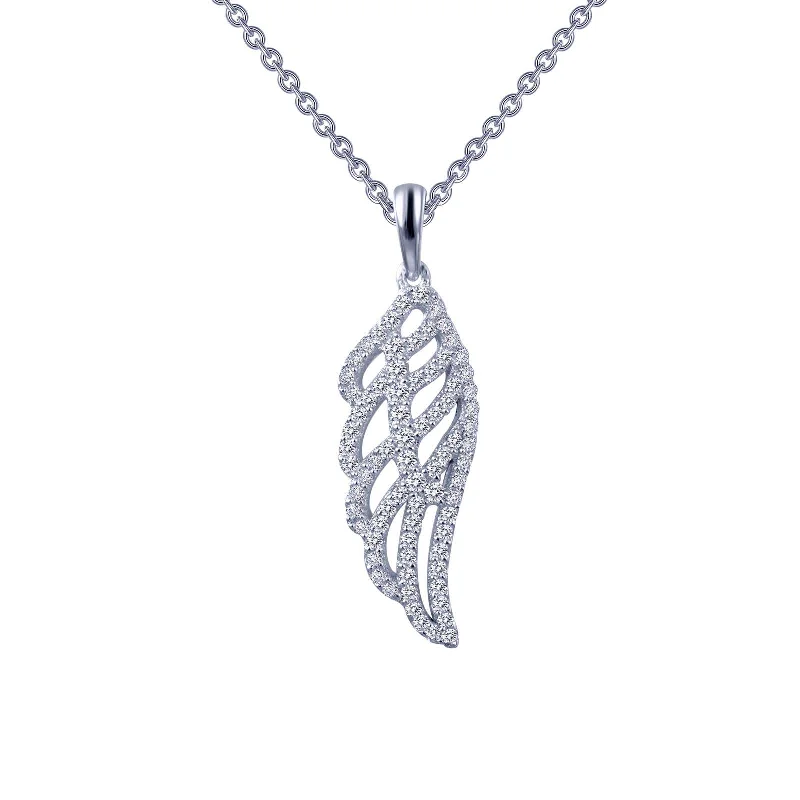 Bridal Necklace with Pearls-Lafonn Simulated Diamond Angel Wing Pendant Necklace P0173CLP