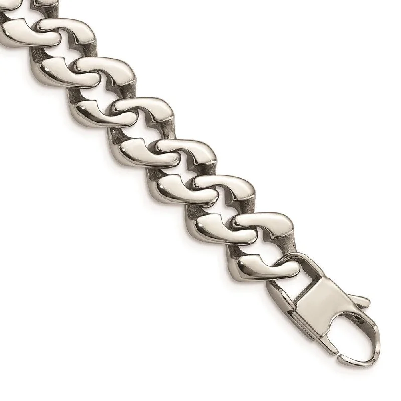 Elegant Men’s Bracelet-Stainless Steel Polished Link Bracelet