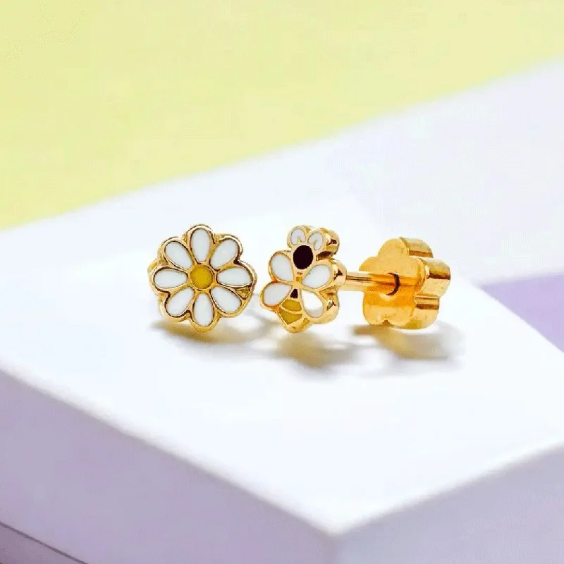 Modern Diamond Necklace-Tiny Kid's Bee Flower Earrings, Thailand