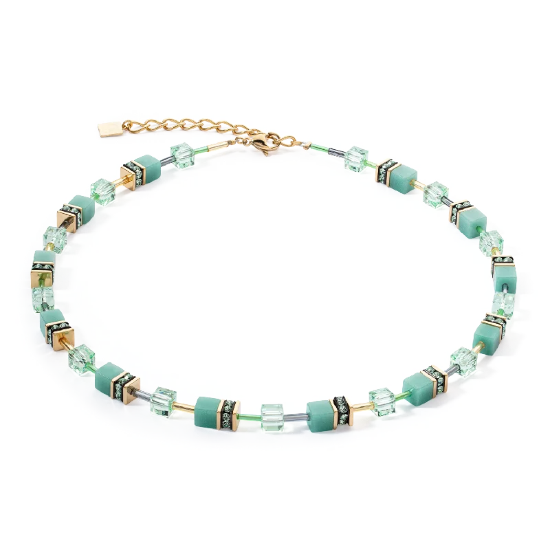 Boho Style Necklace-GeoCUBE® Iconic Mono Gold necklace green