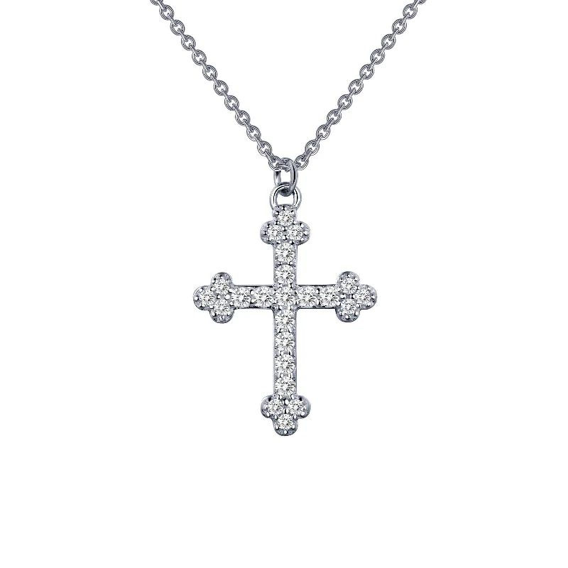 Classic Wedding Necklace-Lafonn Simulated Diamond 0.35ct Cross Necklace 9N025CLP