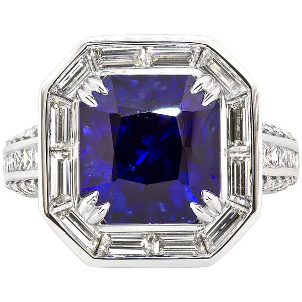 Dainty Gold Ring-Gems of Distinction Collection's Platinum 5.54ct Sapphire & 2.07ctw Diamond Ring