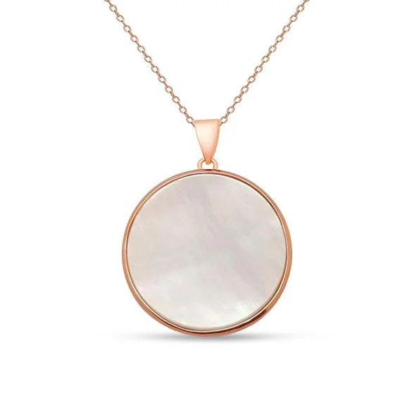 Chunky Statement Necklace-Mother of Pearl Necklace - Rose Gold Plated