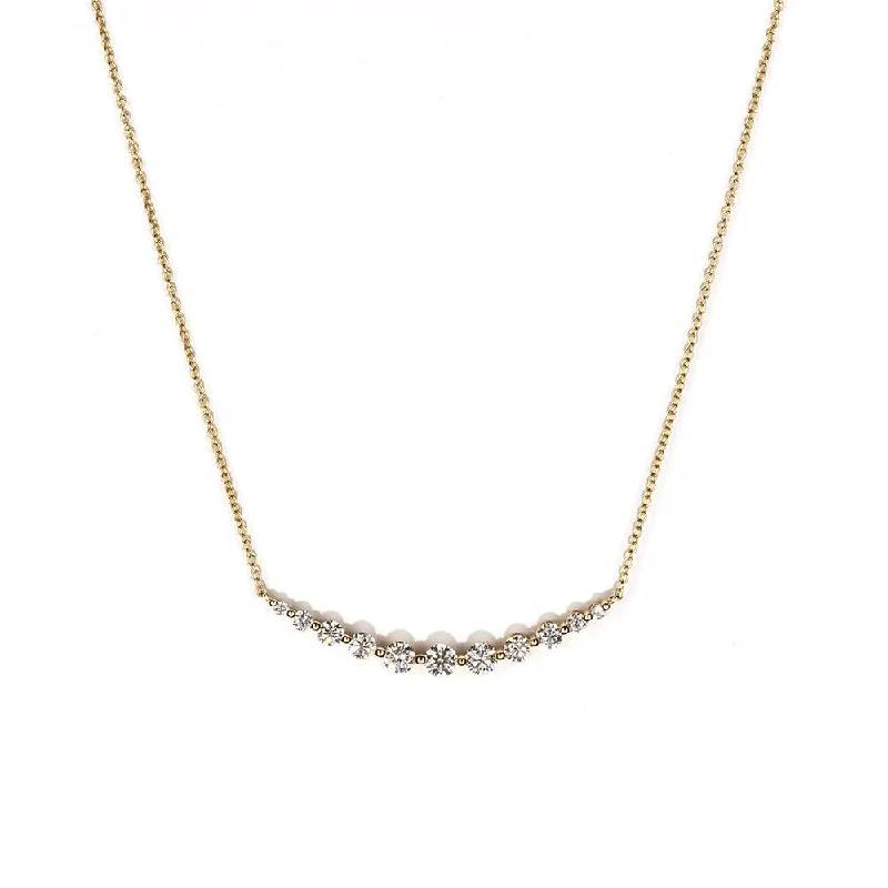 Sparkling Sapphire Necklace-Floating Diamond Crescent Necklace