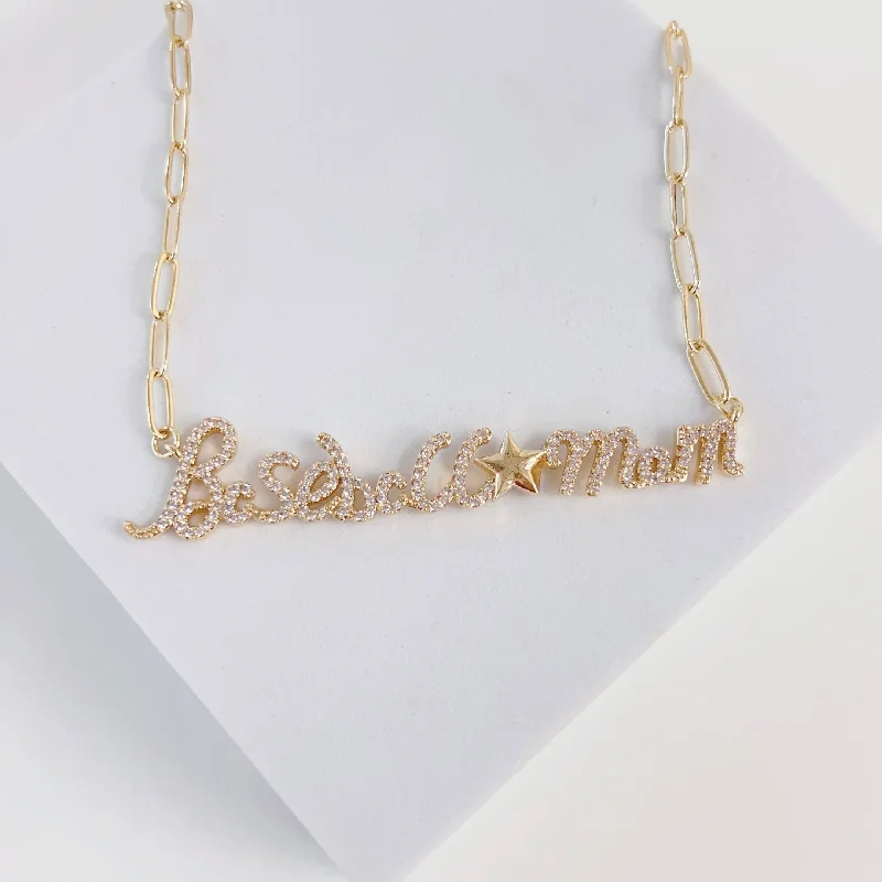 Modern Diamond Necklace-Baseball Mom Gold Necklace T39