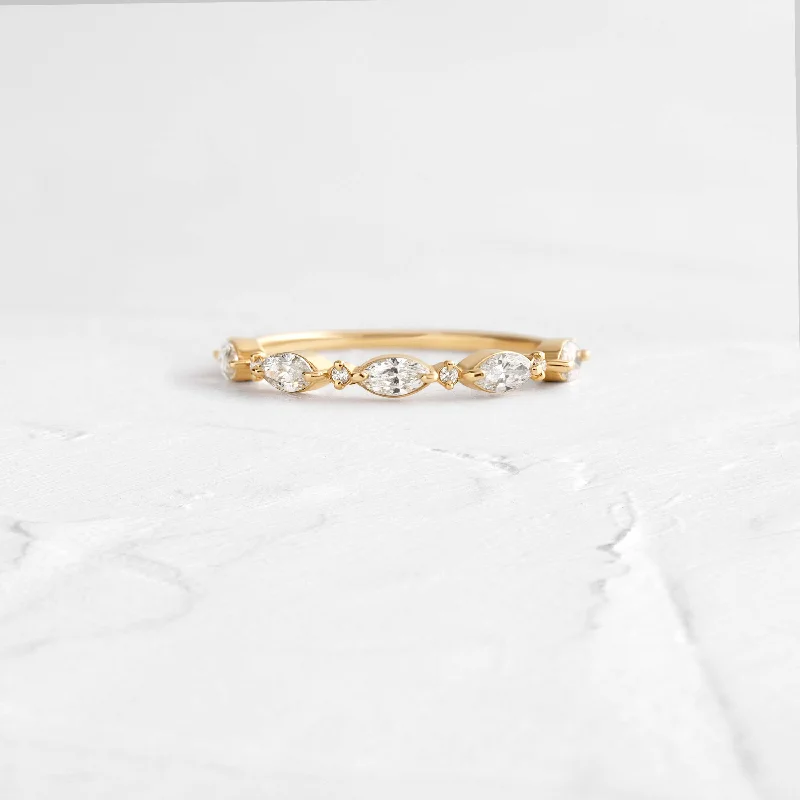 Simple Diamond Wedding Ring-Interwoven Band - In Stock