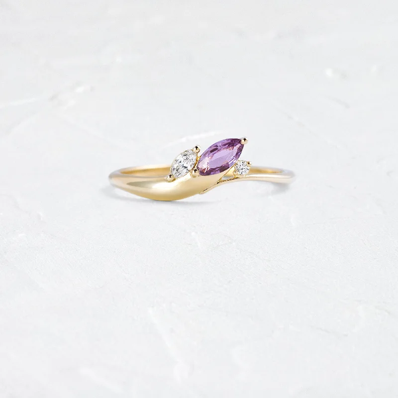 Luxury Sapphire Engagement Ring-Grand Cresting Ring - Purple