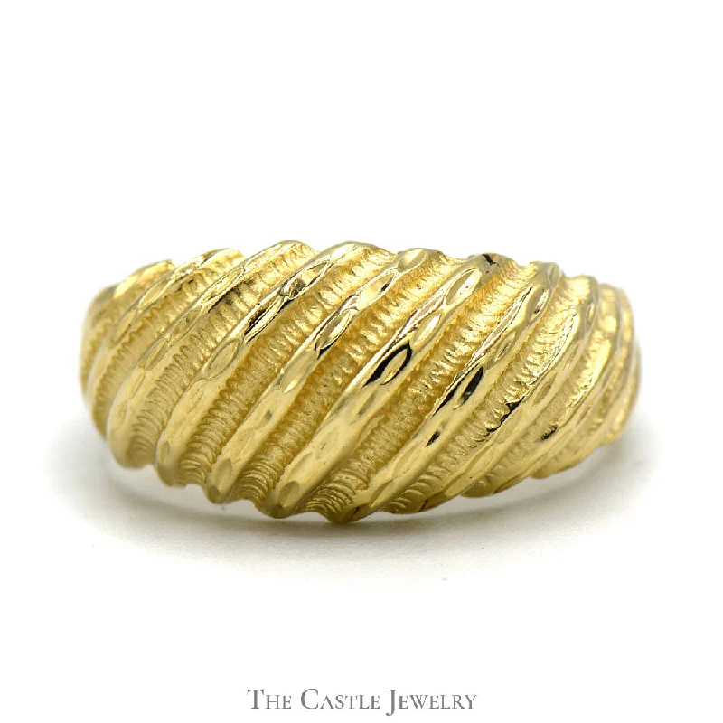 Personalized Name Ring-Shrimp Style Dome Ring in 14k Yellow Gold