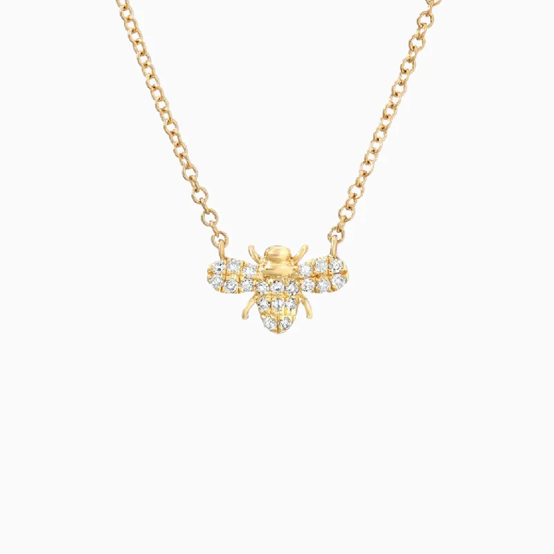 Bridal Necklace with Diamonds-Petite Bee Necklace