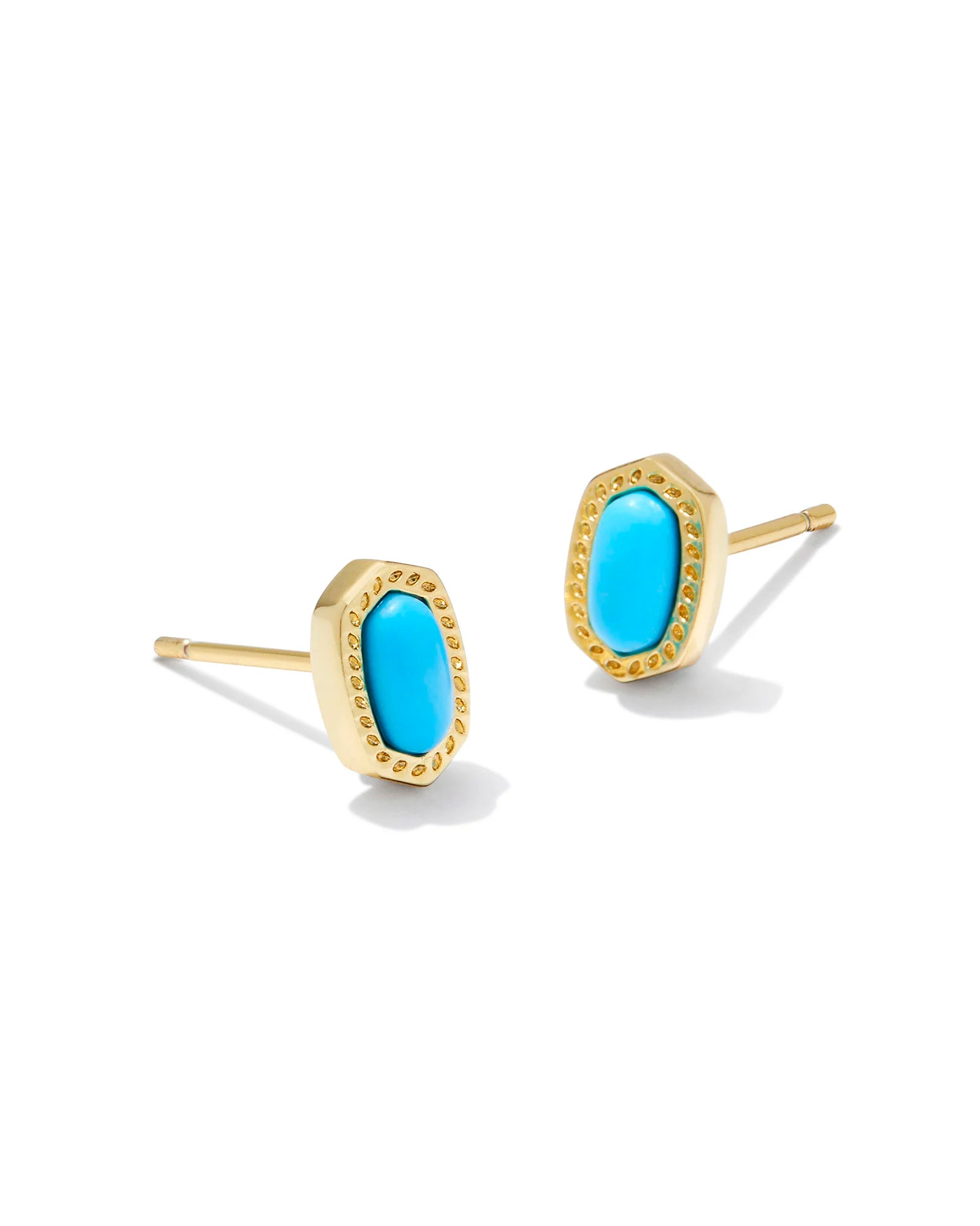 Gold Earrings for Teens-Kendra Scott | Mini Ellie Gold Stud Earrings in Turquoise Magnesite