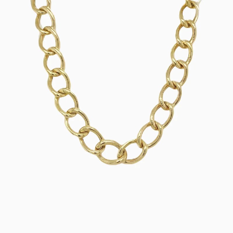 Wedding Jewelry Necklace for Bride-Large Gold Curb Link Necklace