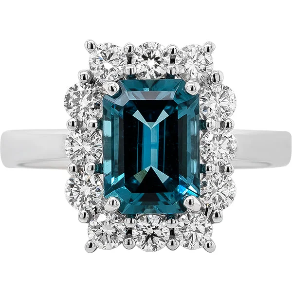 Custom Diamond Ring for Bride-Gems of Distinction Collection's 14k White Gold 1.73ct Indicolite & .76ctw Diamond Ring