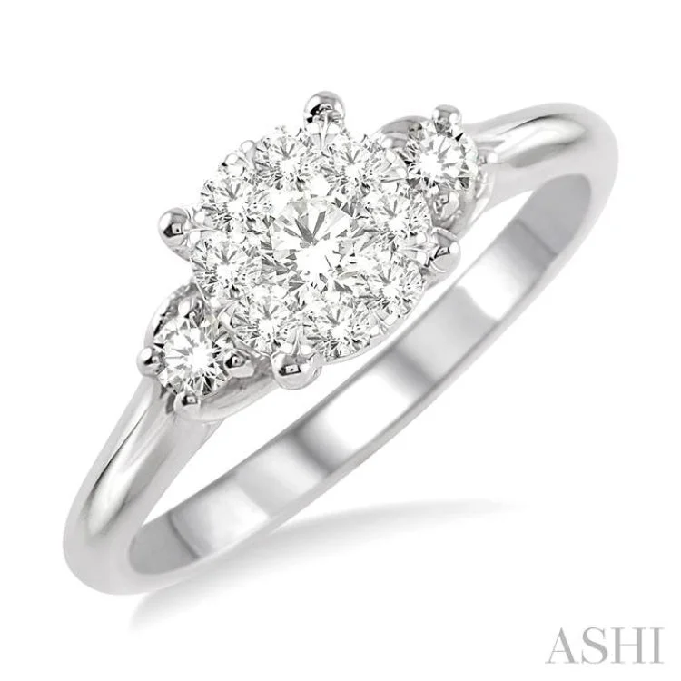 Custom Diamond Band-1/2 Ctw Lovebright Round Cut Diamond Engagement Ring in 14K White Gold