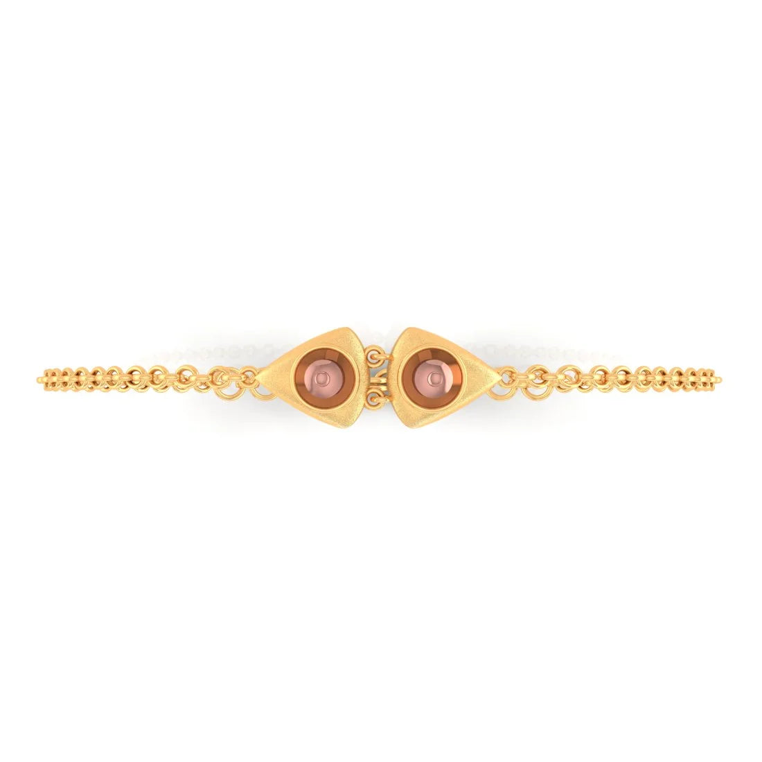 Simple Custom Bracelet-18KT (750) Yellow Gold Bracelet With Clasp And Triangular Charms (Free Size - Adjustable)