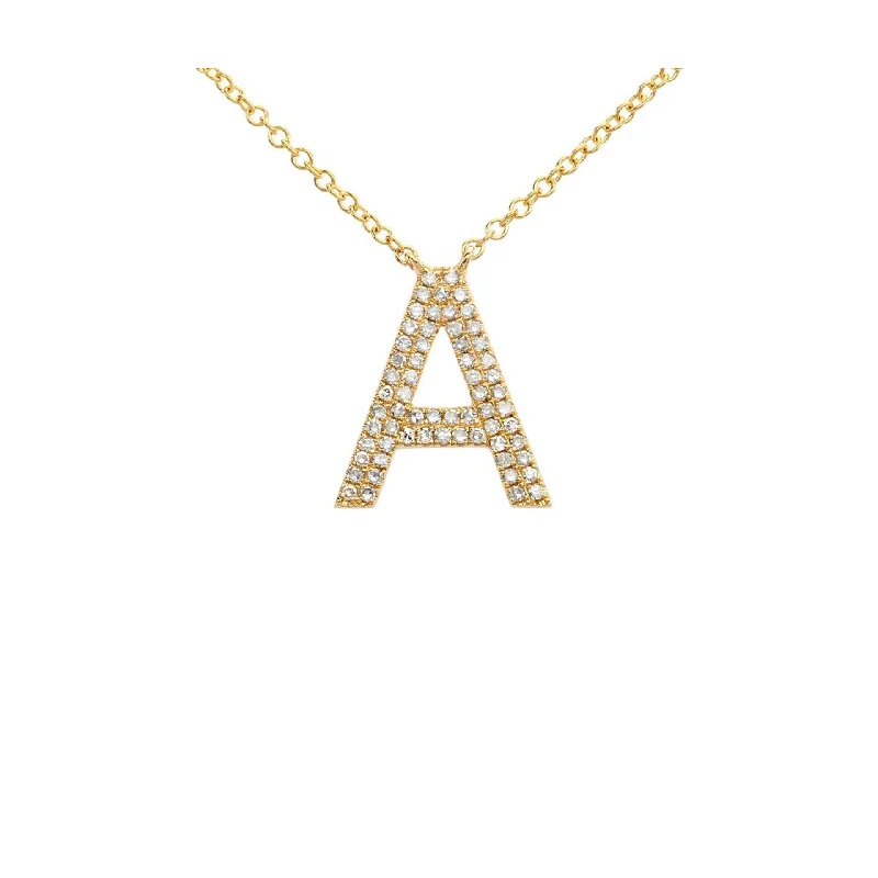 Elegant Drop Necklace-Pave Initial 'A' Necklace