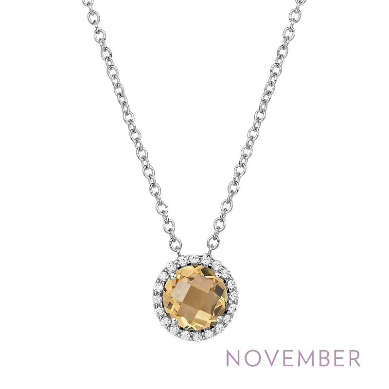 Luxury Diamond Necklace-Lafonn Simulated Diamond & Genuine Citrine Birthstone Necklace - November BN001CTP