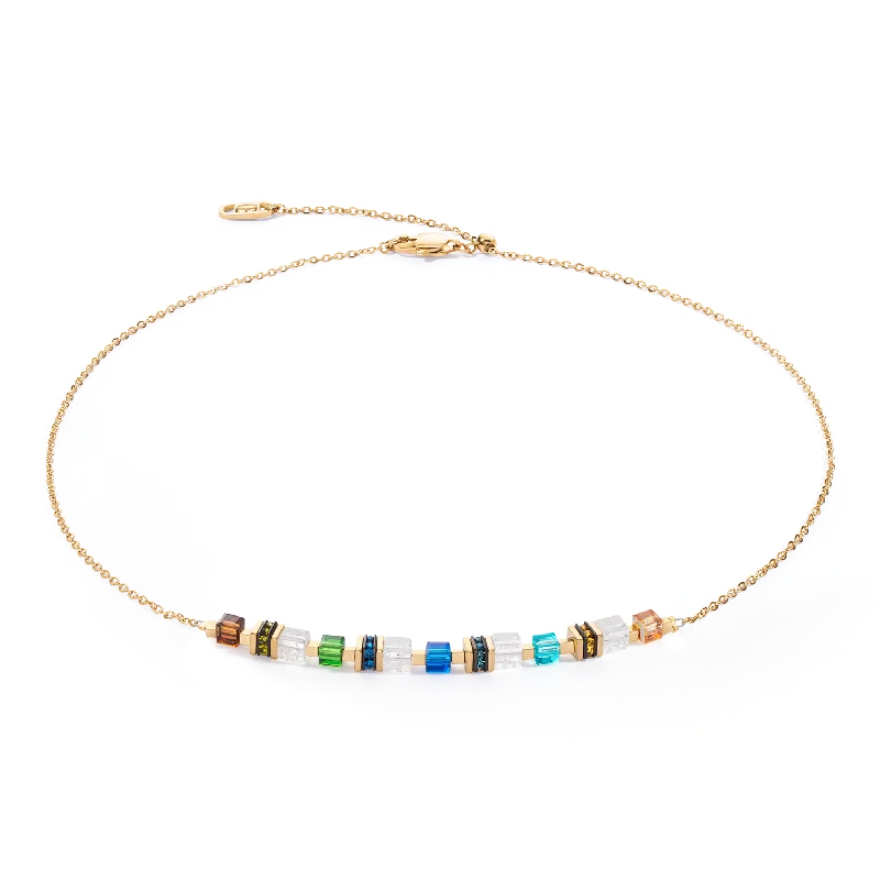 Fine Gold Necklace-Necklace Mini Cubes & Chain gold-multicolour