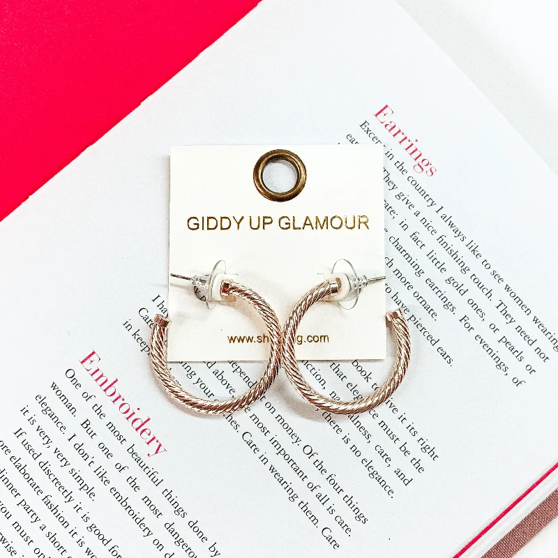 Customizable Earrings-Small 3mm Cable Hoop Earrings in Metallic Beige