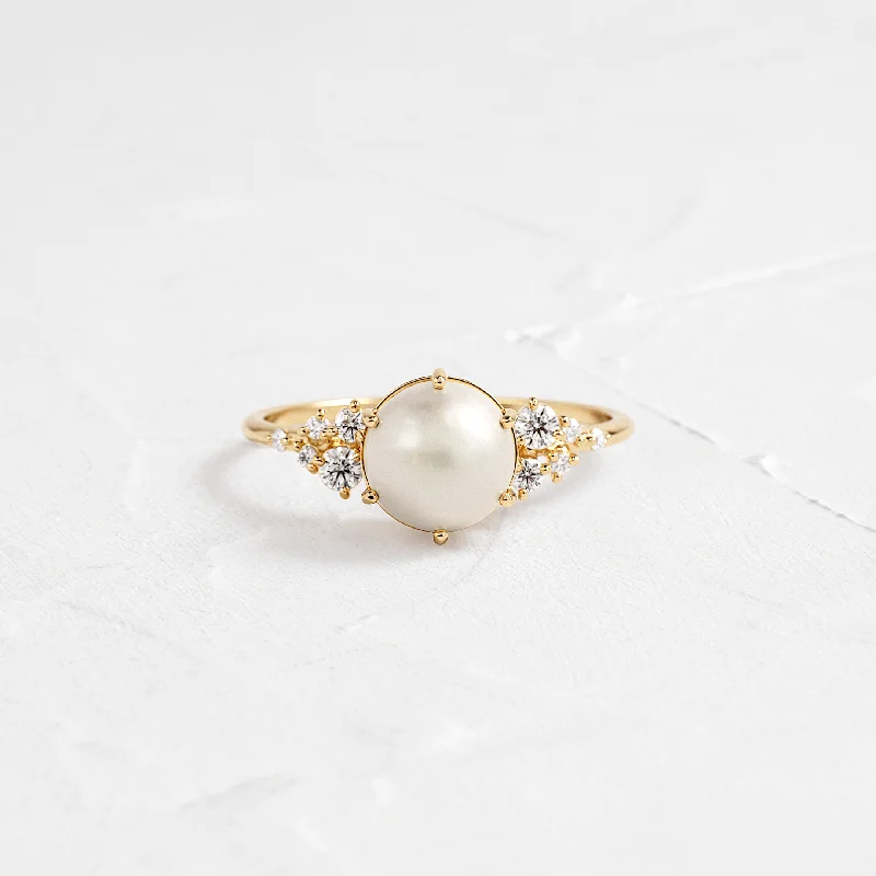 Unique Wedding Band for Women-Snowdrift Ring, Akoya Pearl