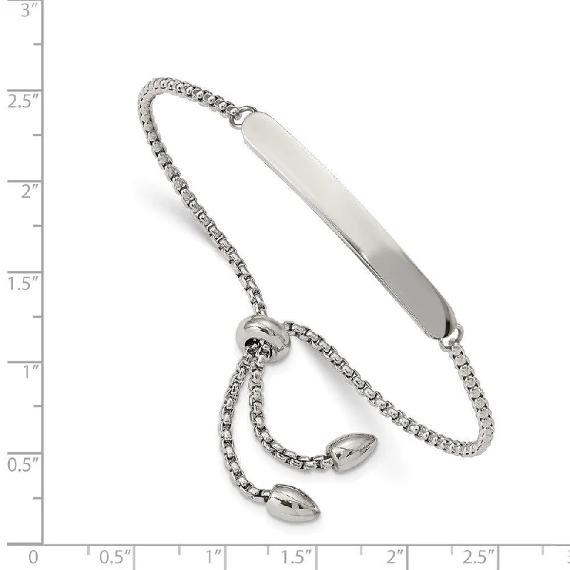 Unique Silver Bracelet-Stainless Steel Polished Adjustable ID Bracelet