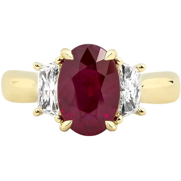 Stunning Wedding Ring Set for Women-Gems of Distinction Collection's 18k Yellow Gold 3.14ct Burmese Ruby & .57ctw Diamond Ring